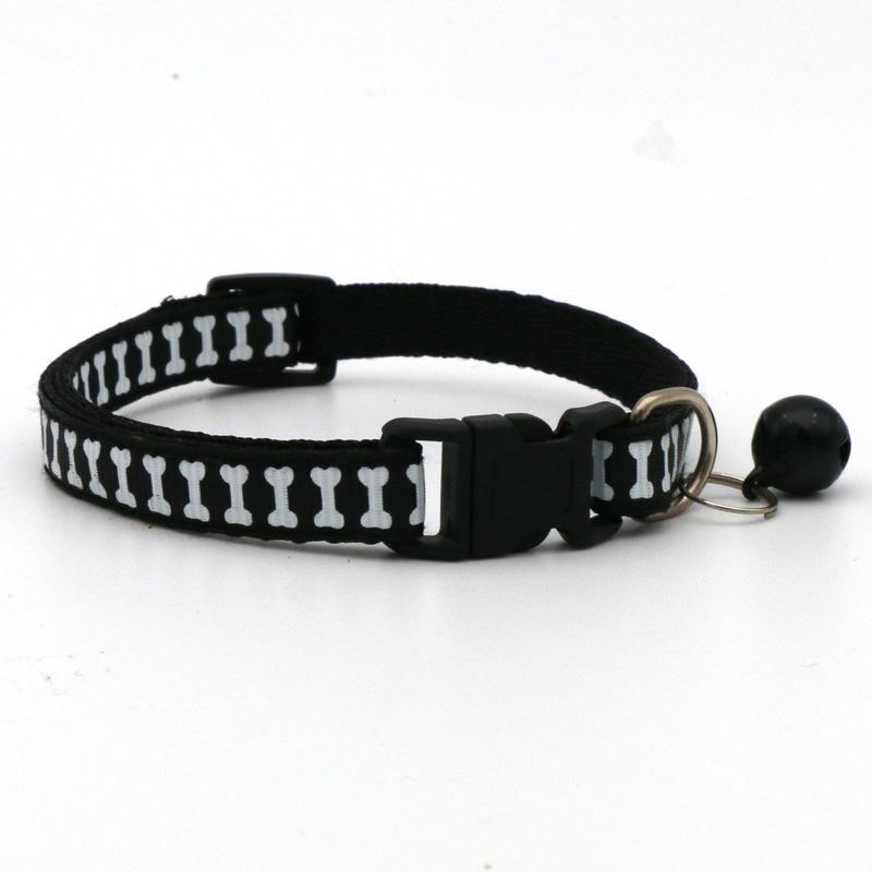 Haustierknochen Lässig Aufnäher Hundehalsband Katzenhalsband Identifikation Geschenk Hundehalsband Halsband Dekoration Verlustschutz 1.0CM black