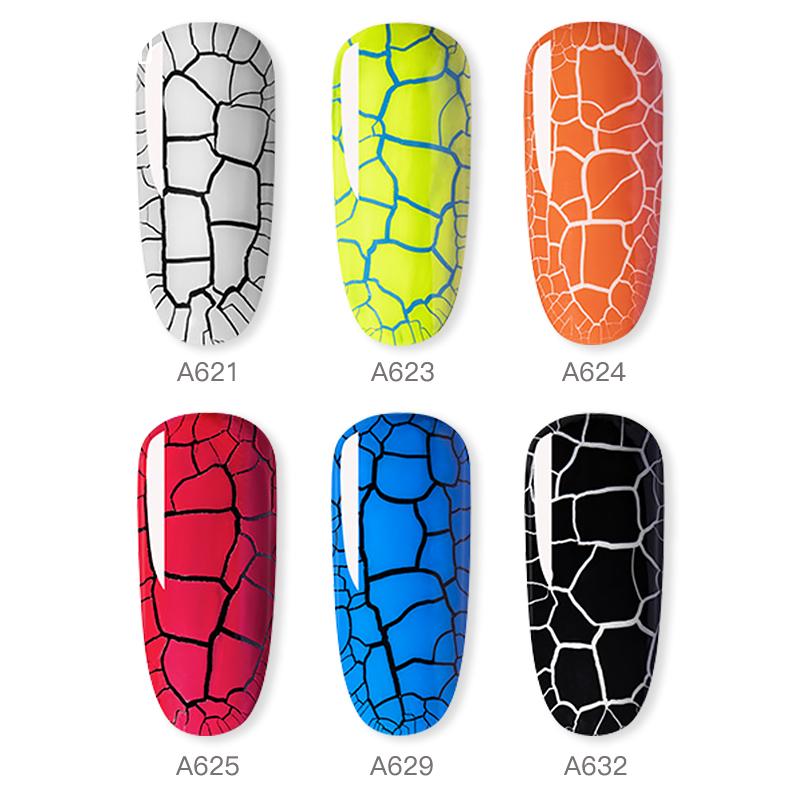 ROSALIND 6-teiliges Nagelgel-Set, Crackle-Gel-Nagellack, knackender Nagellack, schnell trocknendes Nail-Art-Gel