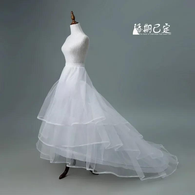 Hochzeitsball Performance Petticoat Schleppende Krinoline Plus Gaze Reifrock mit Stäben Hochzeitskleid Meerjungfrau Unterrock Fishtail weiß