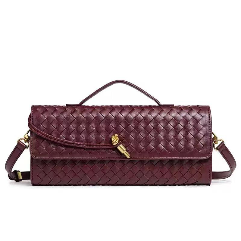 Gewebte Damen-Abendclutch: Modische Crossbody Baguette Akkordeon Tasche