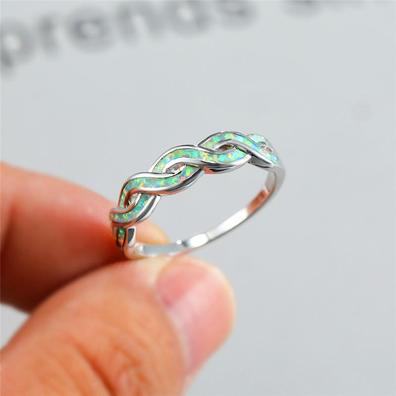 Luxuriöser Damenring mit blau-weißem Opal, klassische Farbe, Ehering, trendiger hohler Unendlichkeitsring, dünne Verlobungsringe für Frauen 9 gray