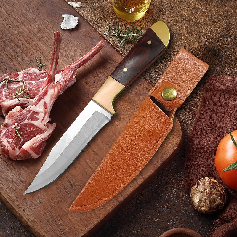 2025 Neues Design Handgefertigt Geschmiedet Edelstahl Fleischmesser Steakmesser, Haushalts Obst Fleisch Schneidemesser, Hand Fleisch Ausbeinen Messer rot