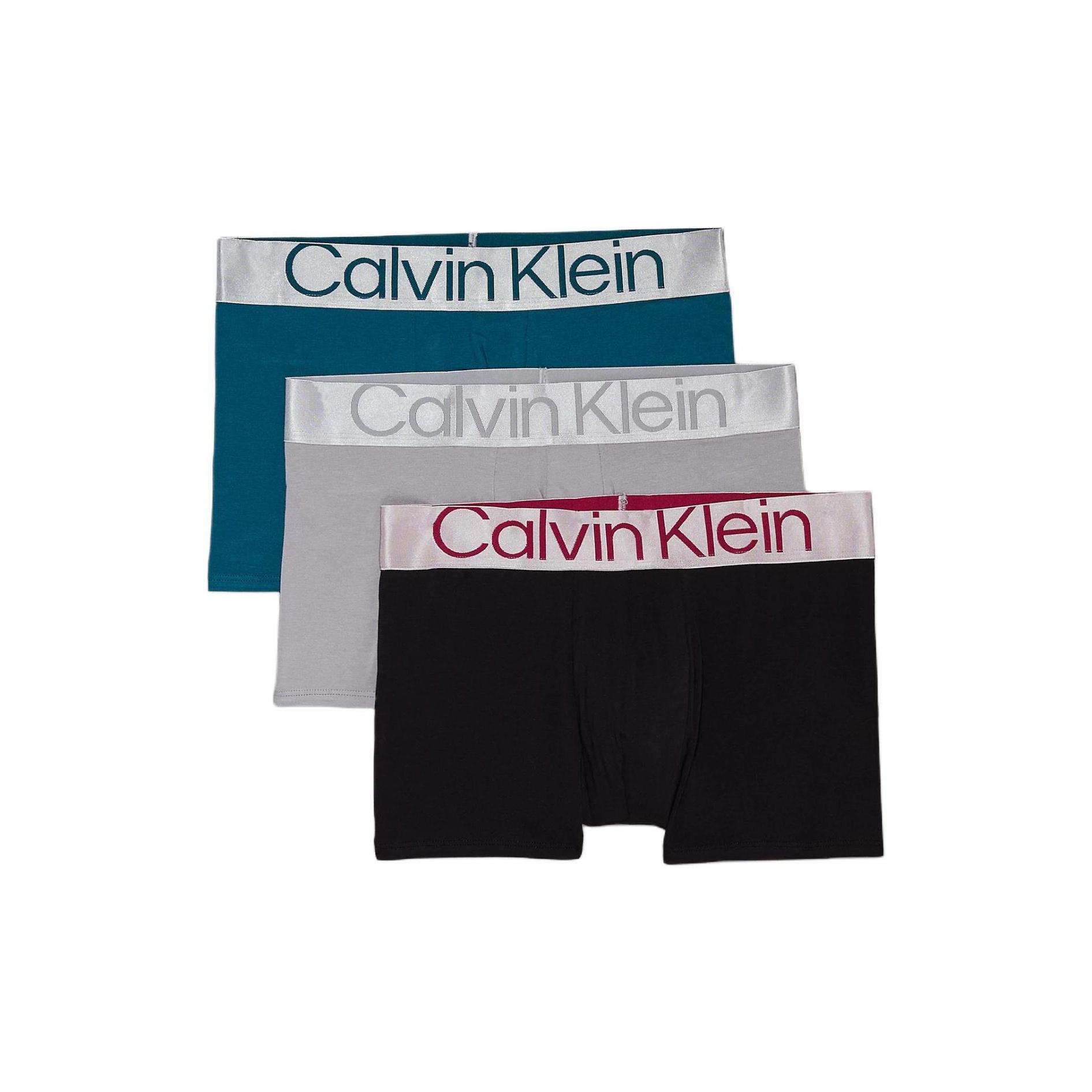 Calvin Klein Trunk 3er-Pack Boxershorts mit Farbblock-Buchstabenmuster und Jacquard-Print für Herren, Unterwäsche 000NB3130A-NA9 XL black