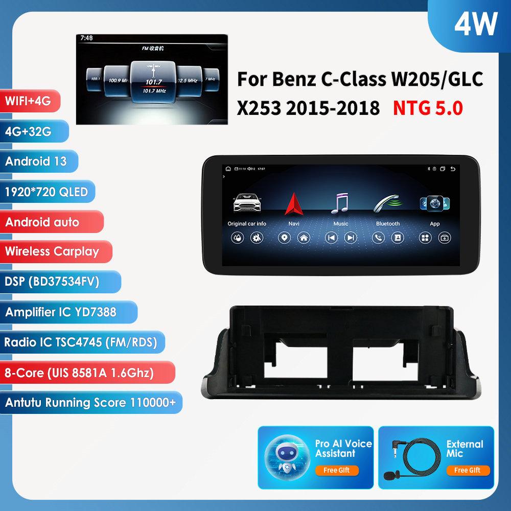 Hizpo Android 14 Octa Core Smart Car Systems Unterstützt Carplay Android Auto für Mercedes Benz C-Klasse W205/GLC X253 2015-2018 NTG 5.0 Intelligenter Bildschirm 4W 4G 32G AI