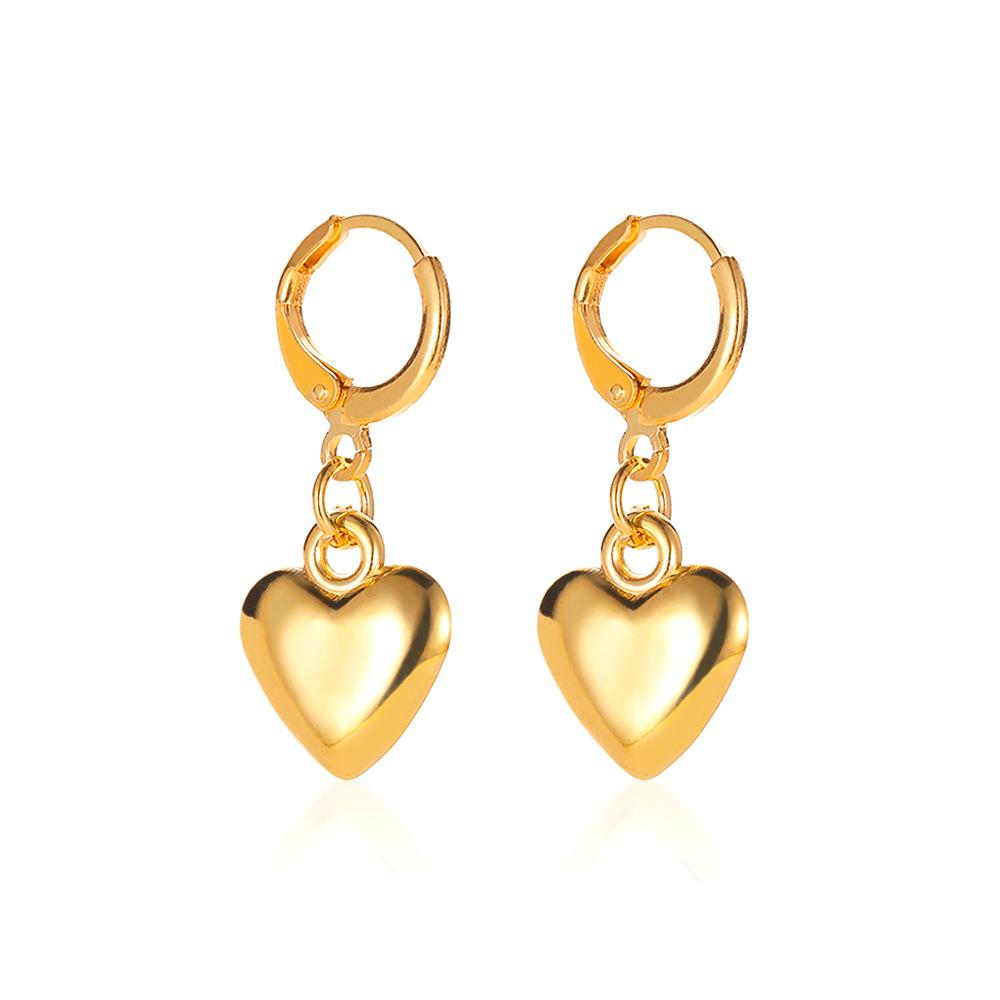 Einfache Spiegel 3D Liebe Ohrringe Punk-Stil Metall herzförmige Ohrringe trendigen Schmuck gold