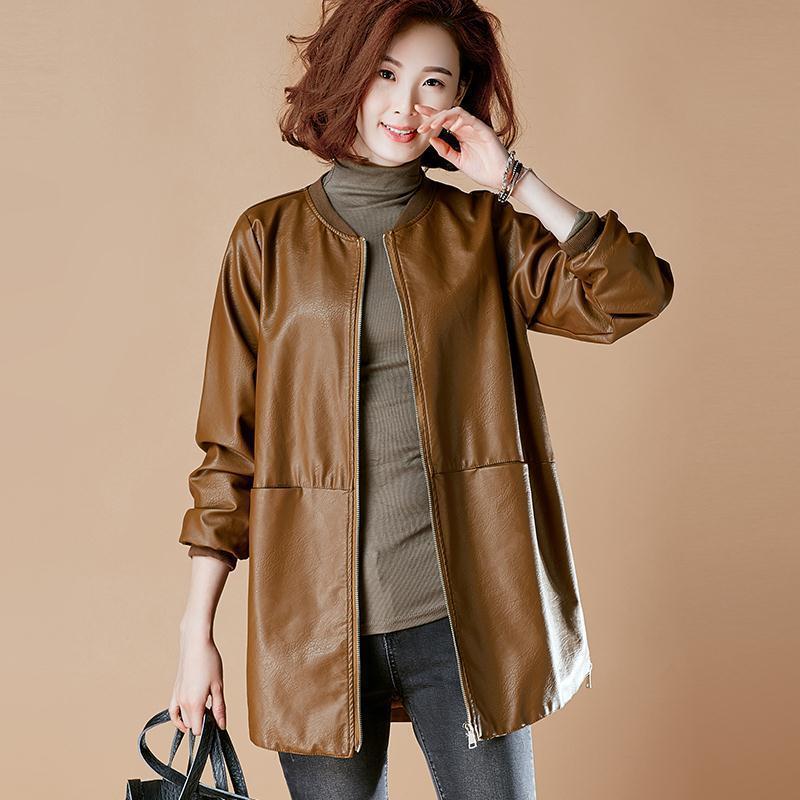 Leder Damen Lederjacke Windbreaker Lederjacke 3XL braun
