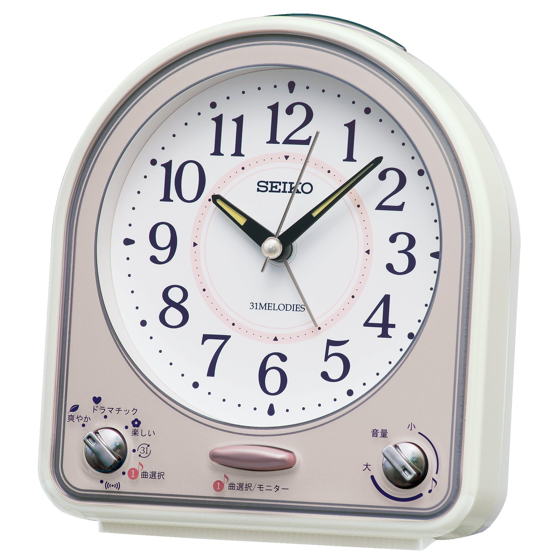 Seiko Uhr Wecker Tisch 31 Weiß Rosa 139 x 126 x 70 QM750P Uhr, Uhr, Analog, Melodien, Wecker, Perlmutt/Teilweise Perlmutt, mm,