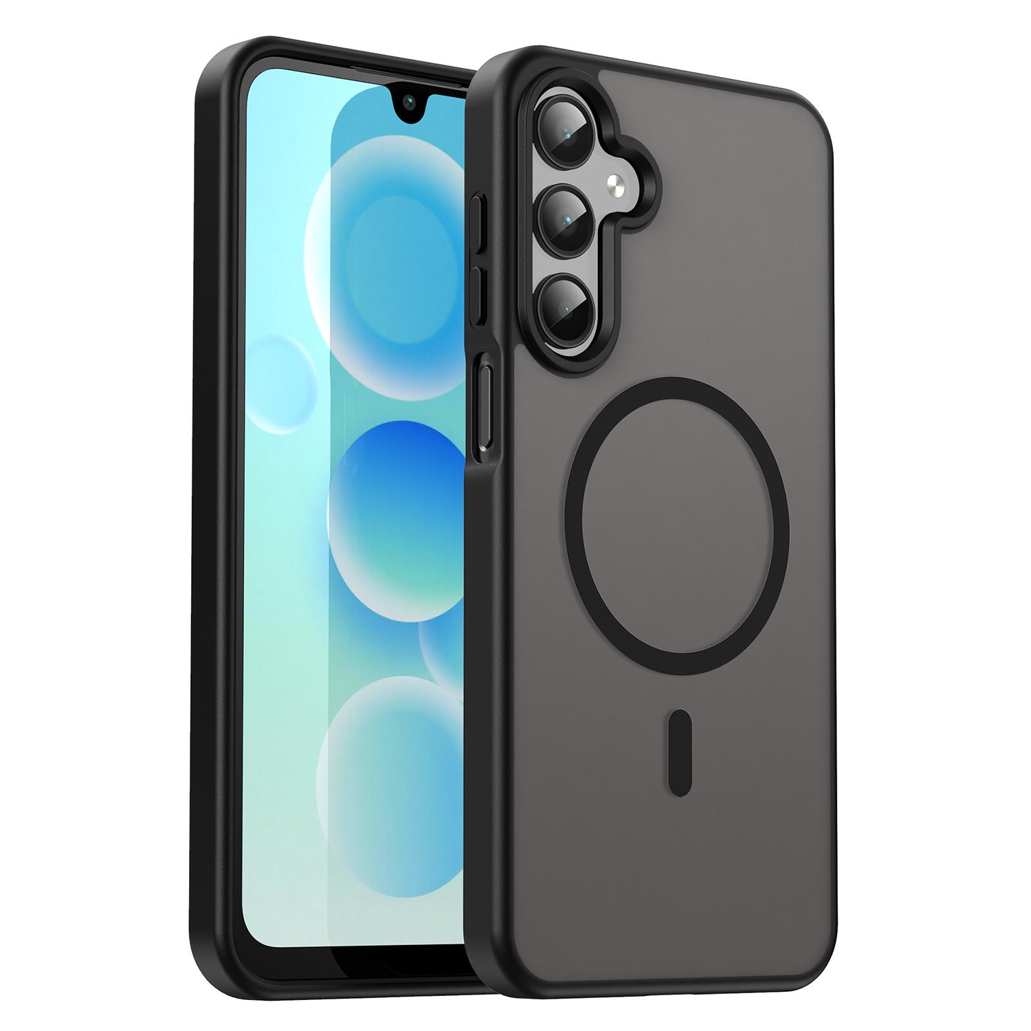 Samsung Galaxy A55 Handyhülle, Magnetische stoßfeste matte Handyhülle für Samsung Galaxy A55 schwarz