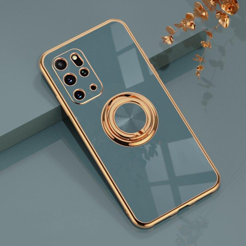 Luxus Plating Ring Fall Für Samsung Galaxy S21 S20 S10 Plus Ultra FE S20Ultra S20FE S20Plus A52 A72 4G 5G Stand Telefon Abdeckung For Samsung S10 Plus hellgrau
