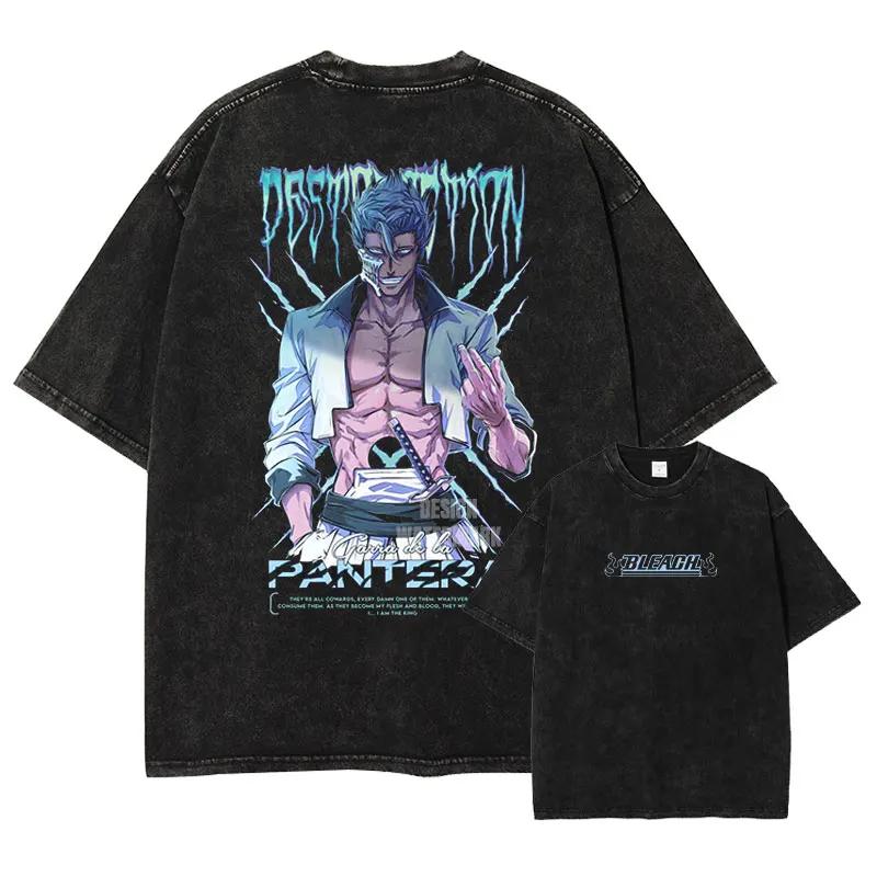 Bandai Anime B-Bleach T-Shirt Vintage gewaschen Unohana Retsu T-Shirts Retro Harajuku Renji Uryuu Ichigo Oberteile T-Shirts Mann XXXL hellbraun