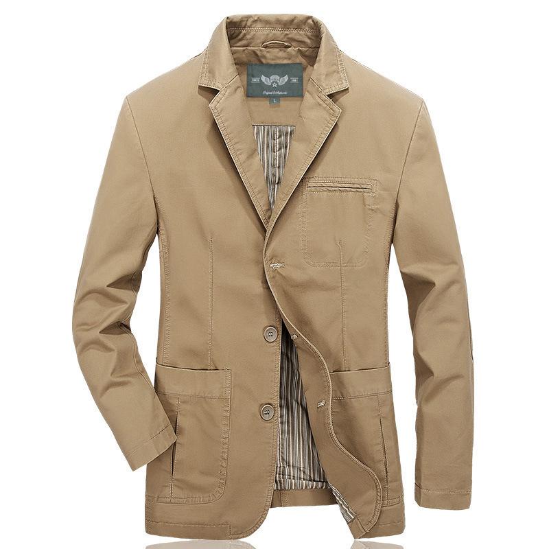 Herren Baumwolle Freizeitblazer Herrenjacke Blazer Herren Anzugmantel Männlicher Blazer Masculino Jacken L khaki