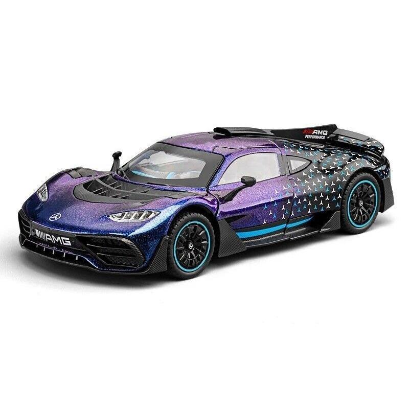 1/24 Mercedes Benz AMG ONE Diecast Modellauto Spielzeug Sound&Licht Sammlerstück Geschenk 1/24-Size:21*9*5.5cm violett