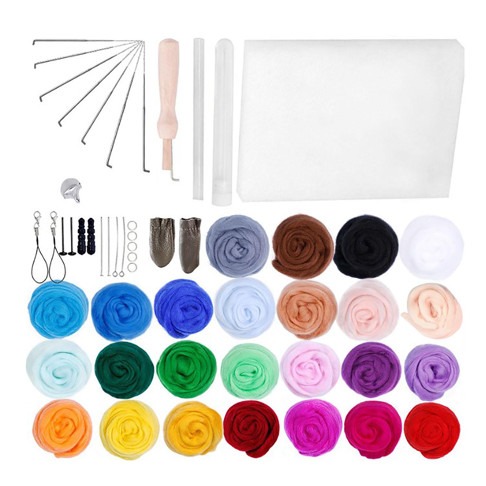 Nadelfilz-Set, 25 Farben, Wolle, flauschig, weich, umweltfreundlich, einfach zu bedienen, Filz-Set für Bastelarbeiten, DIY