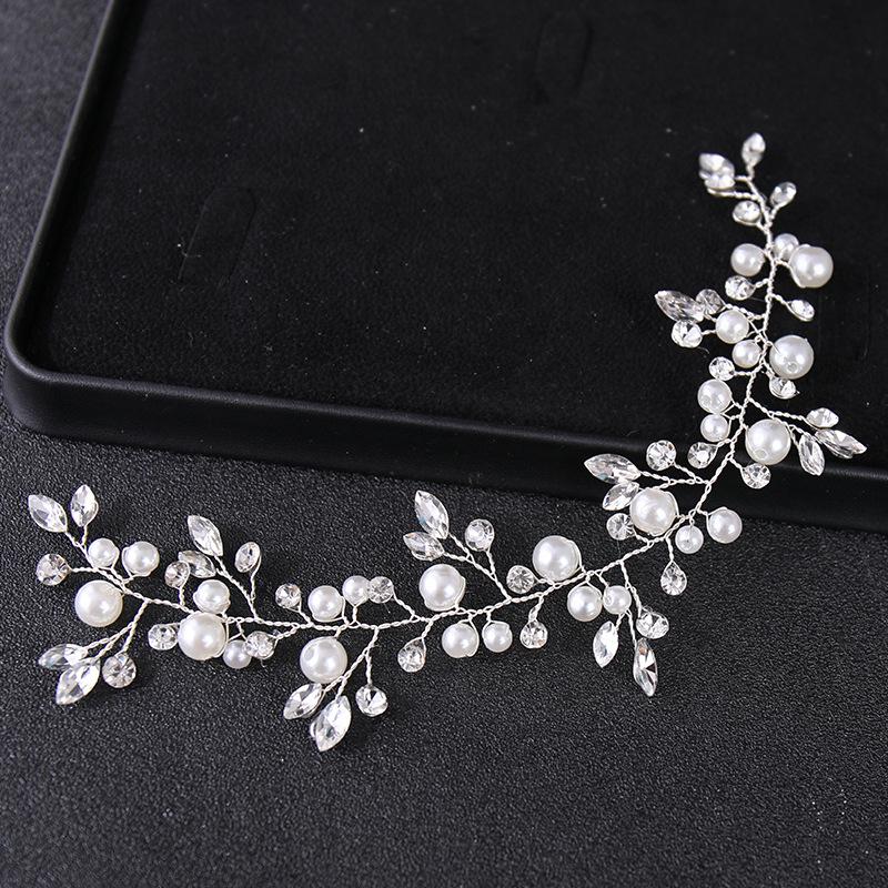 Hochzeit Kristall Haarreben Blume Blatt Kopfschmuck Handgefertigt Perlen Kristall Stirnbänder Abschlussball Braut Hochzeit Haarschmuck Schmuck black
