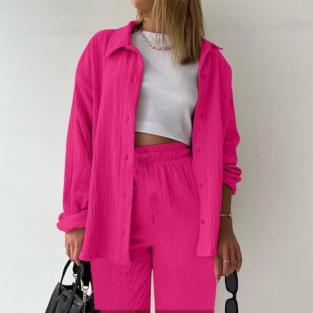 Zweiteiliger Anzug für Damen, Sommer, Musselin-Shirt und Hose, Kleidung, zweiteiliger Strandanzug, zweiteiliger Anzug für Damen XXL