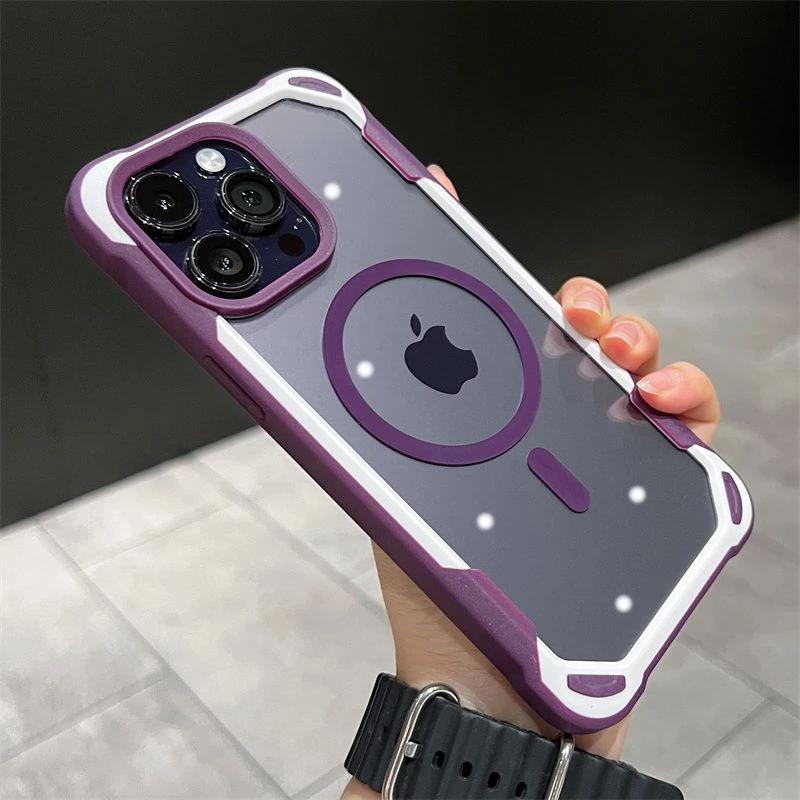 Für Magsafe Magnetisches Kabelloses Laden Klare Hülle Für iPhone 16 15 14 Plus 13 12 Pro Max Hybrid Armor Bumper Stoßfest Harte Hülle For iPhone 14 Pro