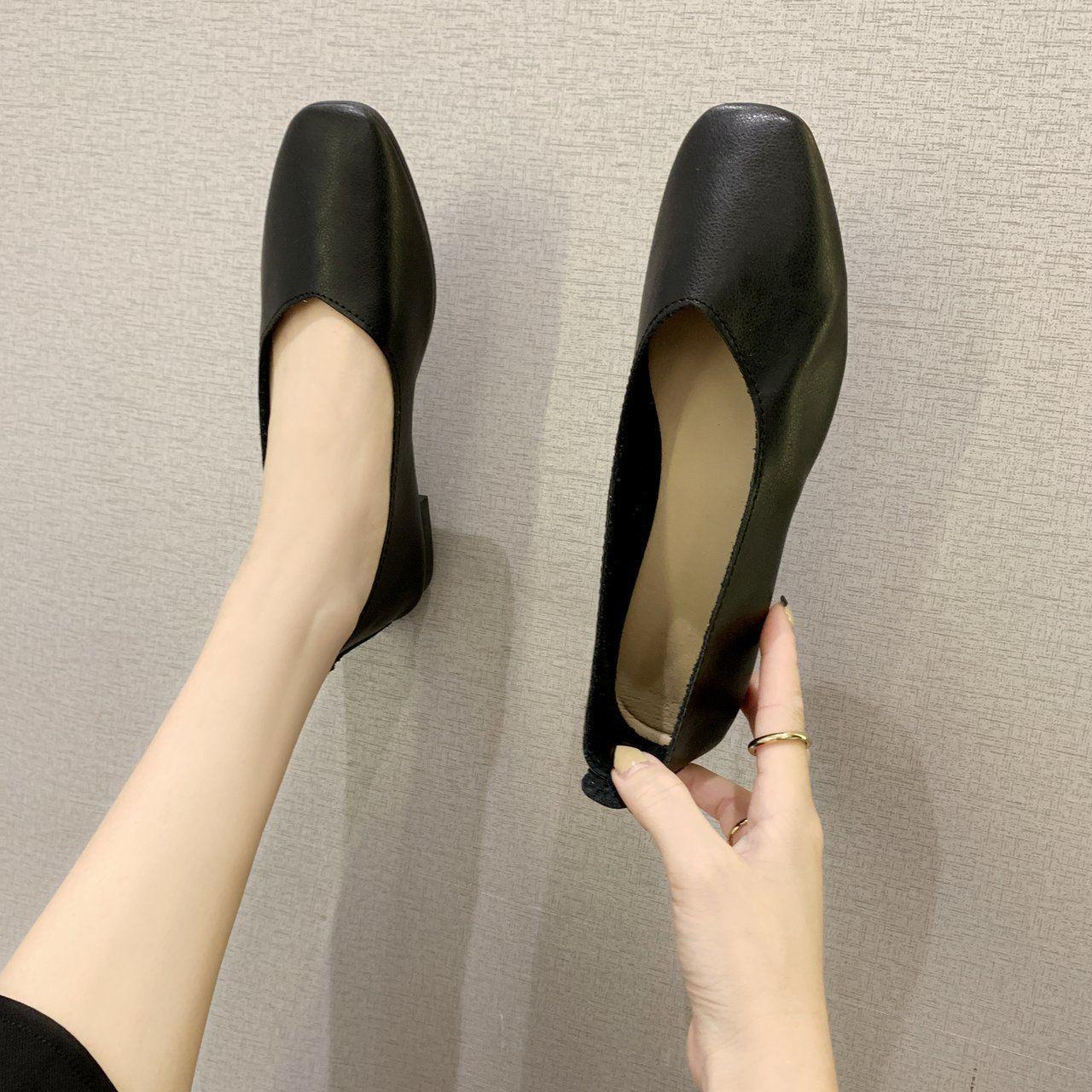 Flache flache Schuhe für Damen, All-Match-Schuhe aus weichem Leder, weiche Sohle, superweiche Beanie-Schuhe, Faule Schuhe, Slip-in-Typ, einstufig tragbar 35