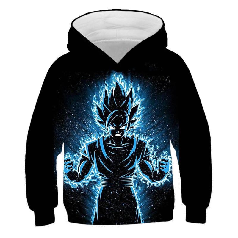 Mode Lässig Anime Cartoon Goku Hoodies 3D Gedruckt Kinder Sweatshirts Junge Mädchen Kinder Coole Streetwear Pullover Tops 140 blue
