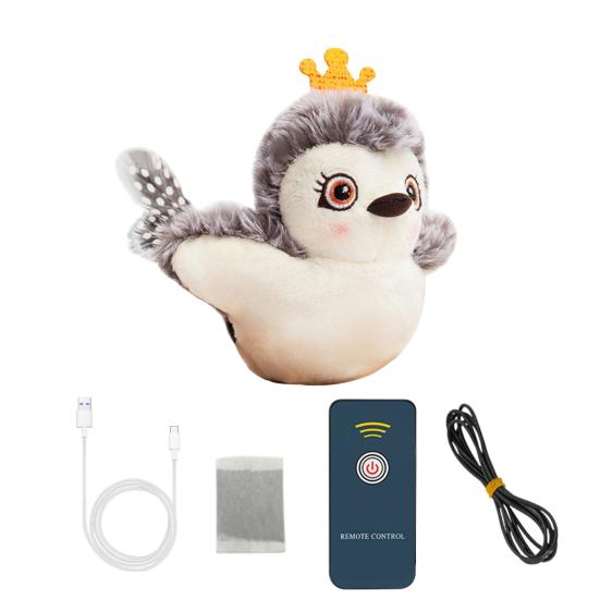 Katzenspielzeug mit flatternden Flügeln, wiederaufladbar über USB, interaktives Plüschspielzeug mit Fledermaus, Eule, Huhn, quietschendes Katzenminzenspielzeug, zwitschernde Tiere, elektrisches Spielzeug A