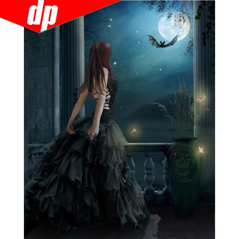 Runde Strass Diamant Stickerei Gothic 5d Diy Diamant Malerei Handwerk Kreuzstich 40X50