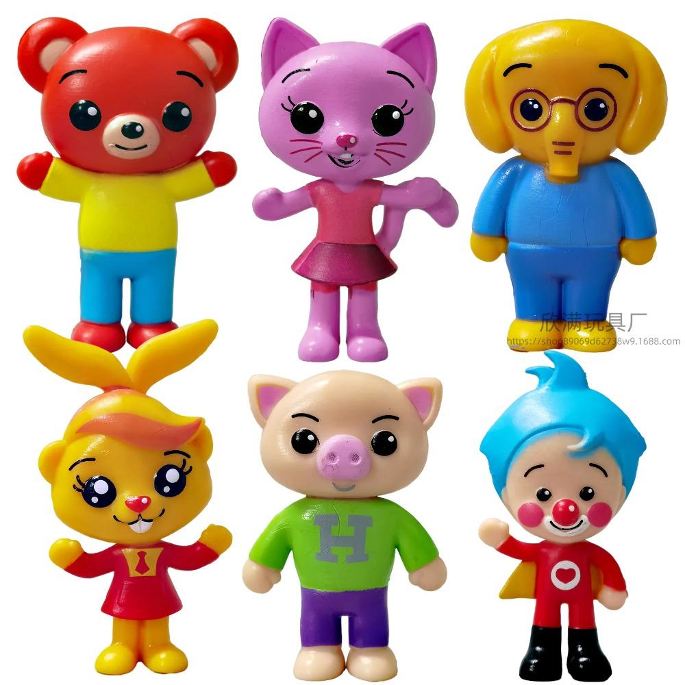 6 Stück/Set Niedlicher Plim Clown Anime Figur Spielzeug PVC Aufklärung Bildungsmodell Puppen für Kinder Geschenk Schreibtischdekorationen blue