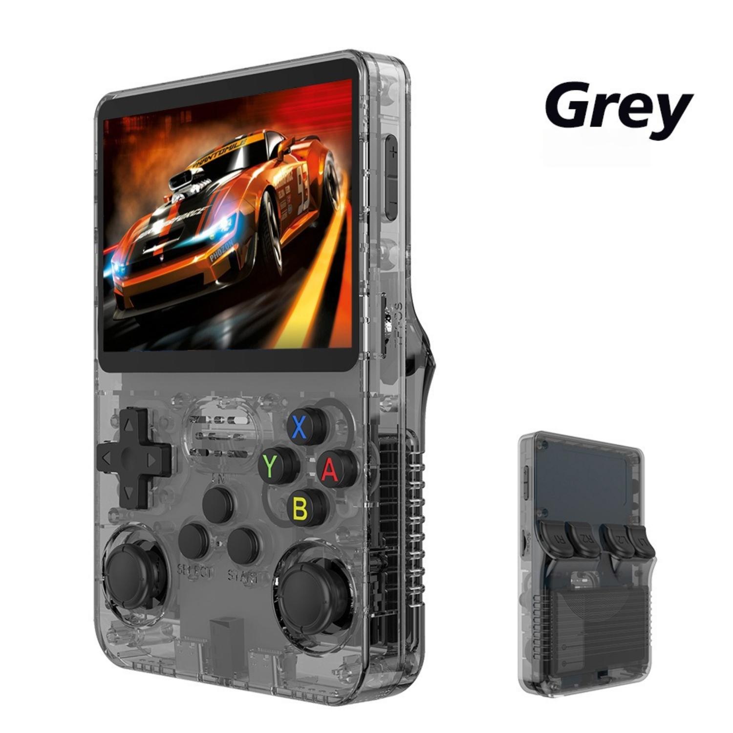 R36S Retro Handheld-Spielkonsole, 3,5-Zoll-IPS-Bildschirm, 20.000+ vorinstallierte Spiele, 20+ Emulatoren, 64GB/128GB Mini-Spielkonsole 128GB grau