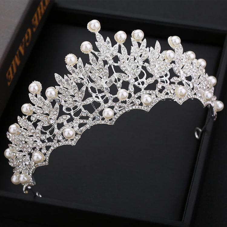 Braut Silber Große Krone Neu Hochzeit Haarschmuck Hochzeitskleid Zubehör Europäische Geburtstag Tiara Krone white