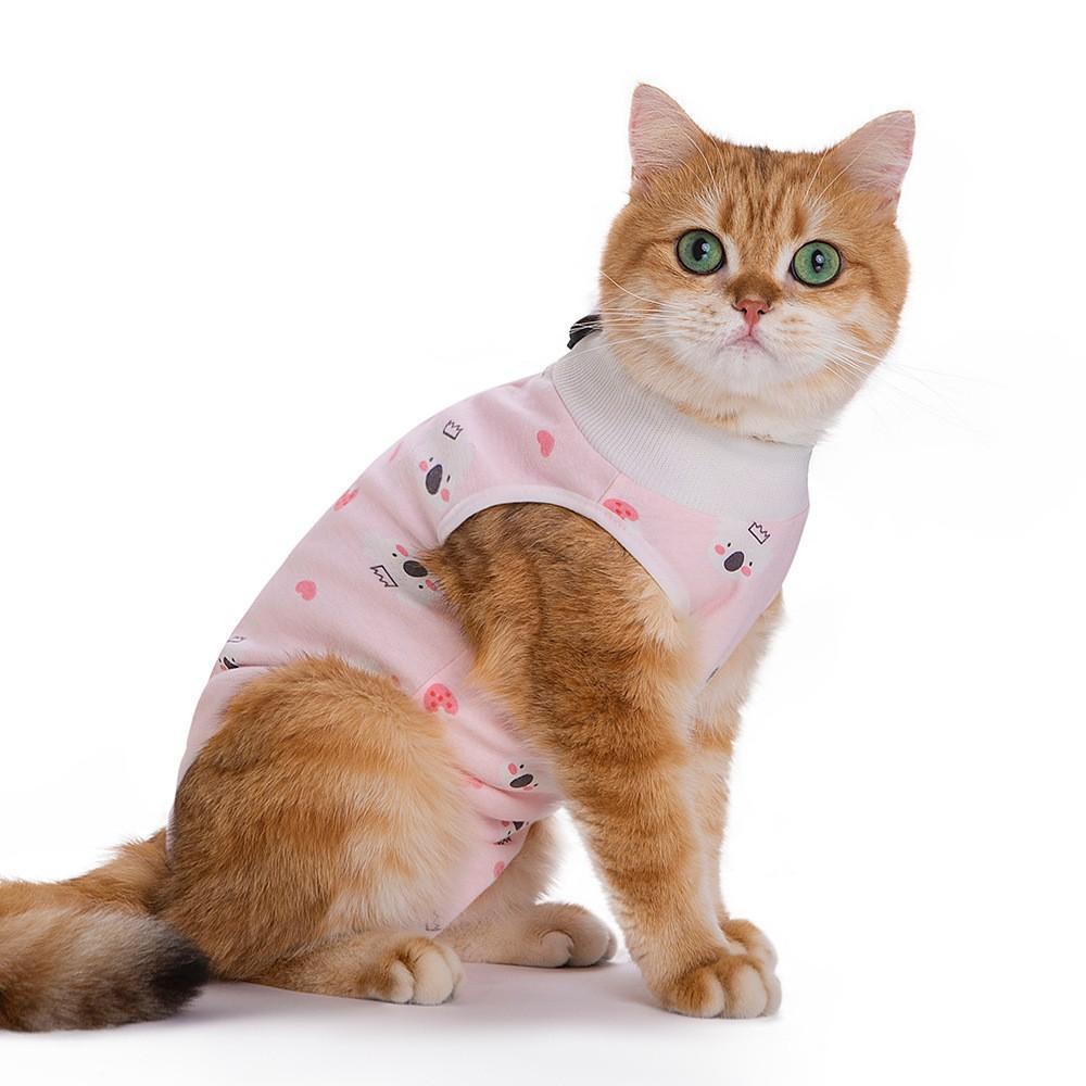Kastrationskleidung für Katzen, Postoperative Anti-Leck-Kleidung, Physiologische Hose für Haustiere, Dünne und atmungsaktive Entwöhnungskleidung für weibliche Katzen L hellrosa