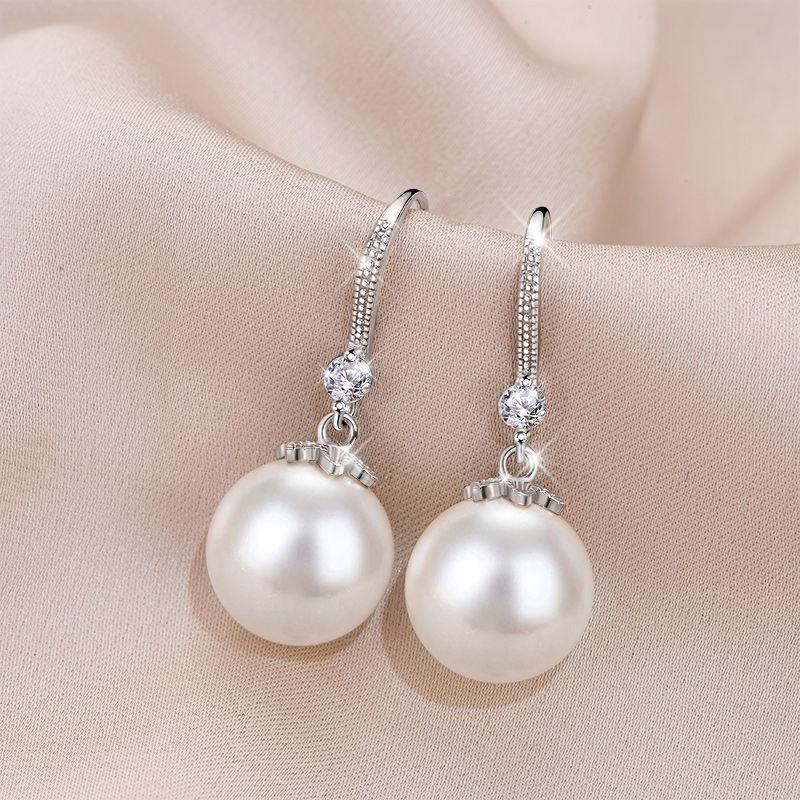 925 Sterling Silber Ohrringe Perle Ohrringe Mode Ohrringe Silber Perle Ohrringe Mode Student Temperament Für Weibliche gray