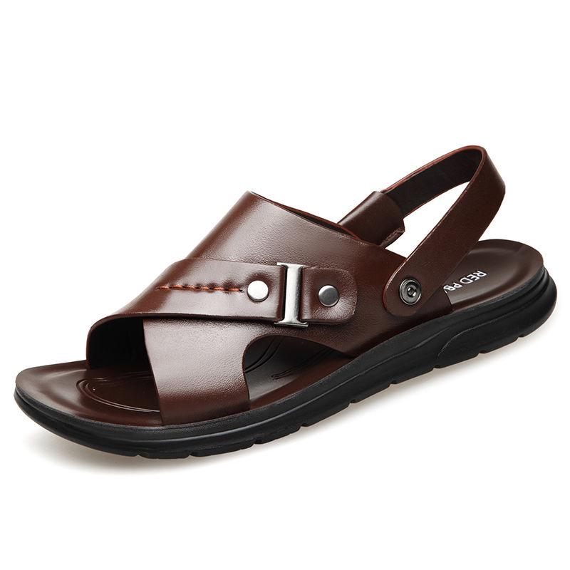 Freizeitschuhe Herren Sandalen Mode Weiche Sohle Einfarbig Strandsandalen Herrenschuhe Hausschuhe Flache Herrenschuhe 39 braun