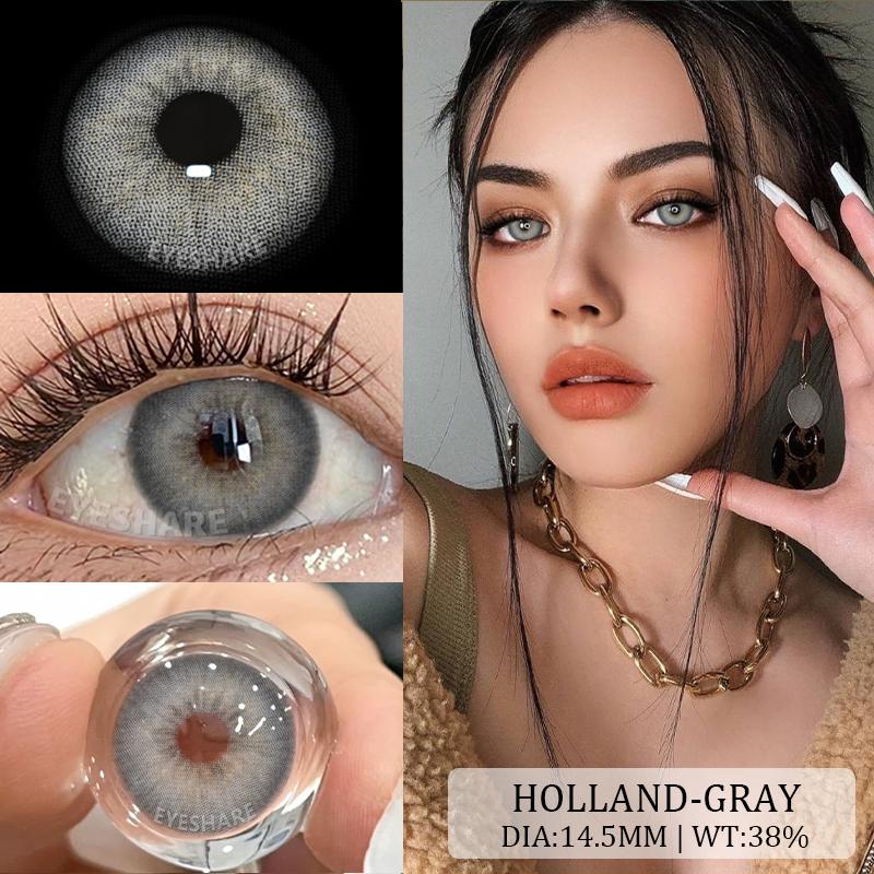 AMARA 2 Stück Farbige Pupillen für Augen Blaue Pupillen Grüne Hochwertige Farbige Kontaktlinsen Braune Natürliche Linse Graue Augenlinsen HOLLAND-GRAY