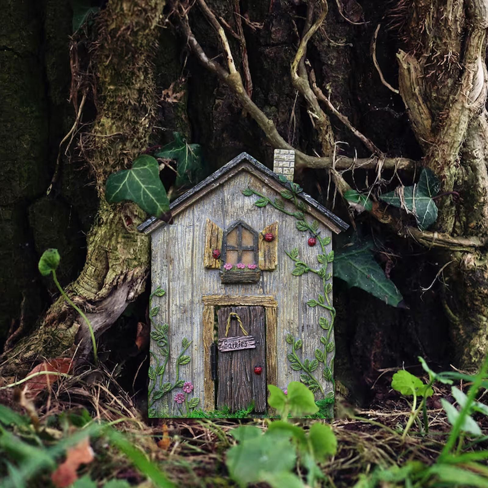 Märchen Tür Dekoration Ornamente Holz Fairys Zwerg Baum Puppenhaus Mini Home Dekorationen Holz Fee Elf Tür Märchen Tor One Size