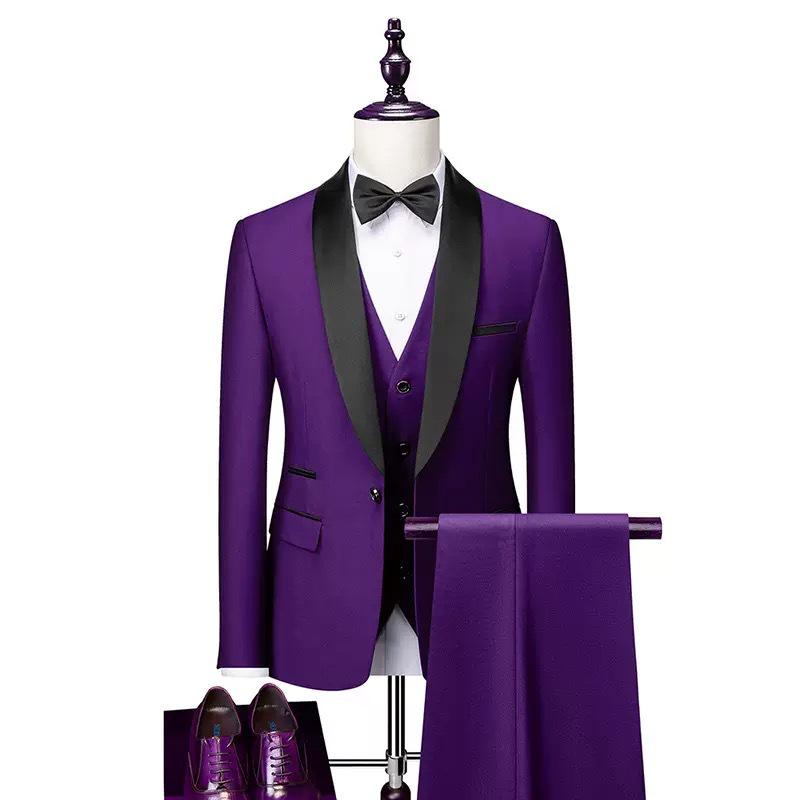 Herren Herbst Slim Fit Business Casual Anzug: Smoking-, Westen- und Hosen-Set für Hochzeiten und Bräutigame 2XL