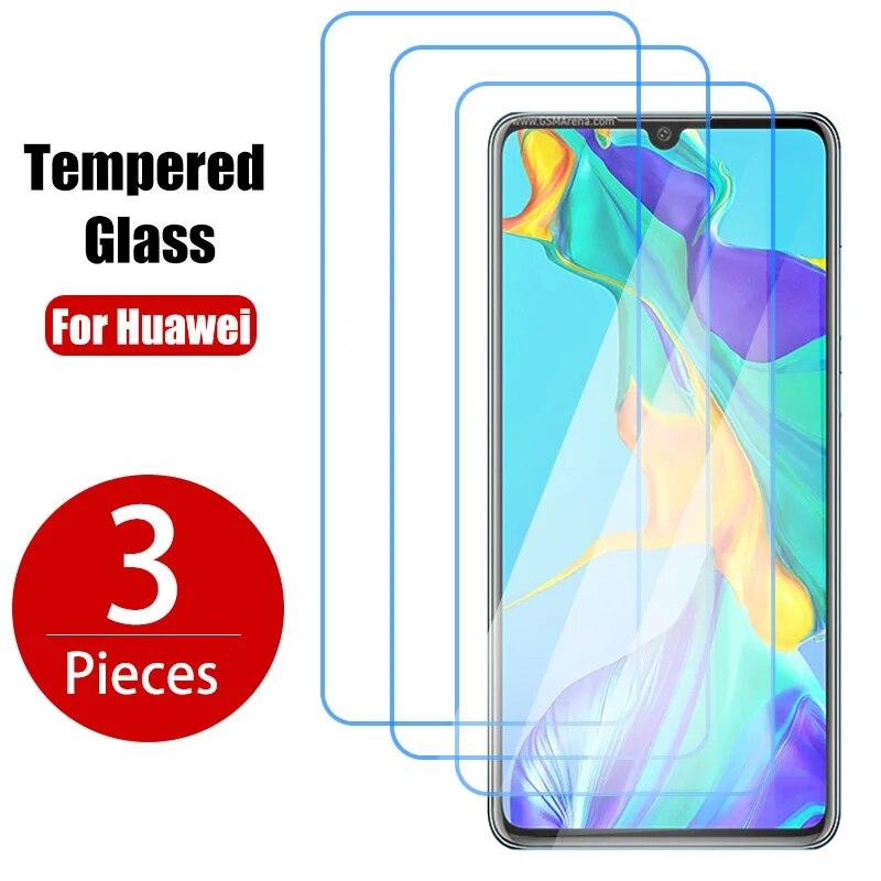 3PCS Gehärtetes Glas für Huawei P30 P40 P20 Pro Lite E 5G Nova 5T Displayschutz für Huawei Mate 20 Lite P Smart Z 2021 2019 Huawei P30 Pro reinfarbig