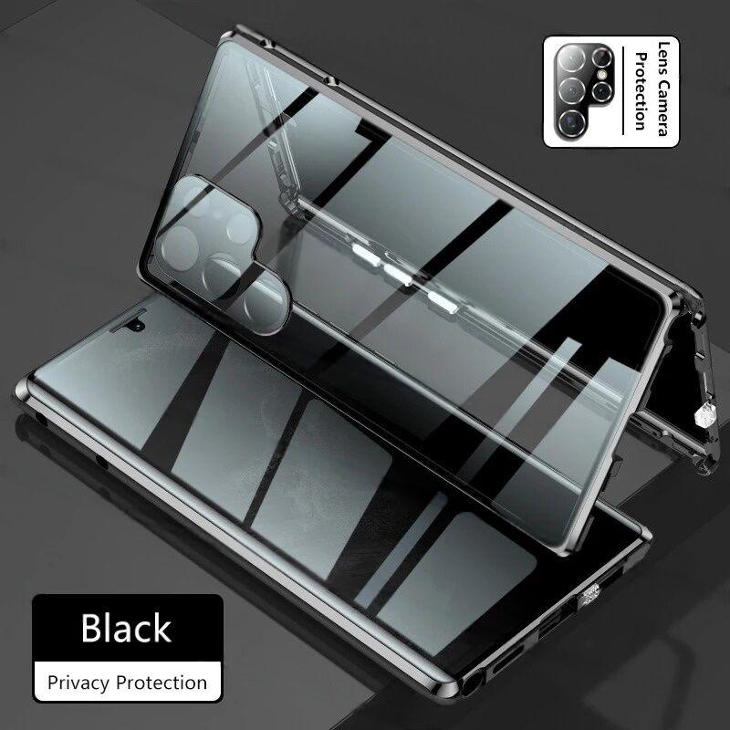 360° Magnetische Anti-Spionage-Hülle für Samsung Galaxy S26 S25 S24 S23 S22 S21 Ultra Plus S24+ S23 FE S25+ mit gehärtetem Glasabdeckung Telefonstoßfängern Samsung S23 Ultra schwarz