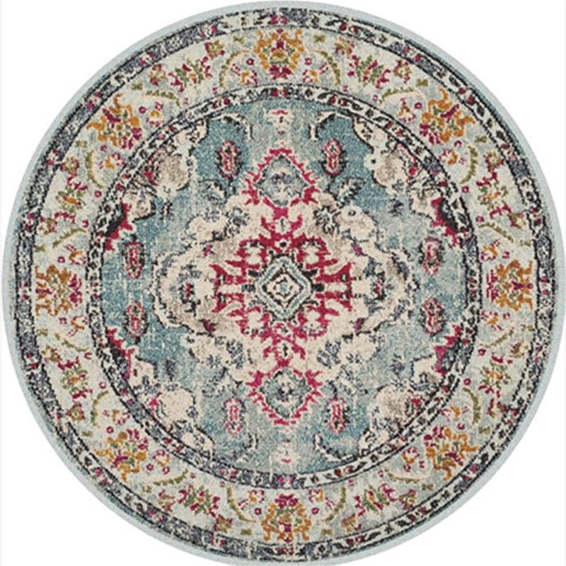 Runde, kurzflorige europäische Teppiche für Wohnzimmer, Schlafzimmer und Schlafzimmer – rutschfeste Teppiche, dicke Fußmatten 120x120CM