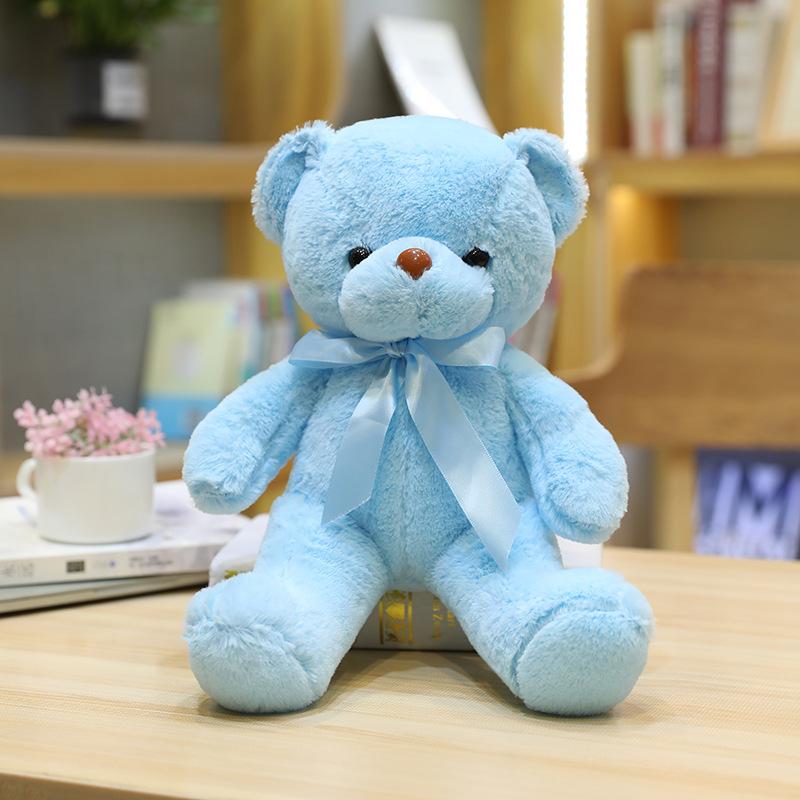 30 cm Bogen Bär Plüschtiere Ausgestopfter Bär Weicher Bär Hochzeitsgeschenke Jungen Spielzeug Geburtstagsgeschenk Weihnachten Brinquedos 30cm blau