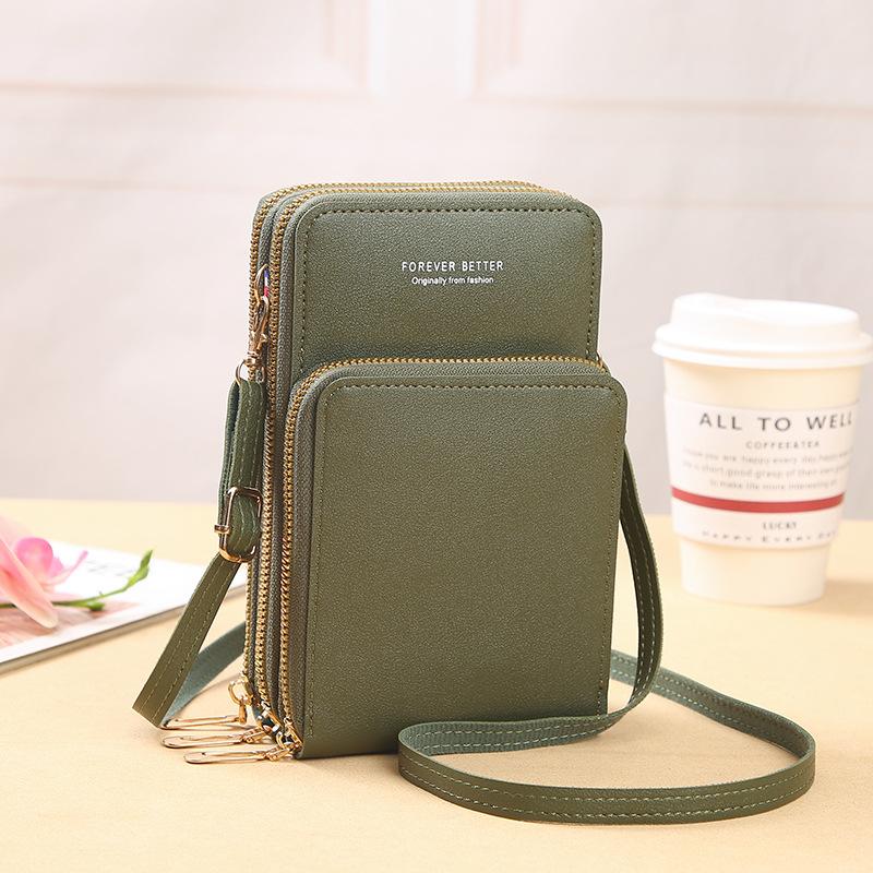 Handy-Geldbörse, kleine Umhängetasche, Handytasche, modisch, für den täglichen Gebrauch, Kartenhalter, Mini-Umhängetasche für Damen grün