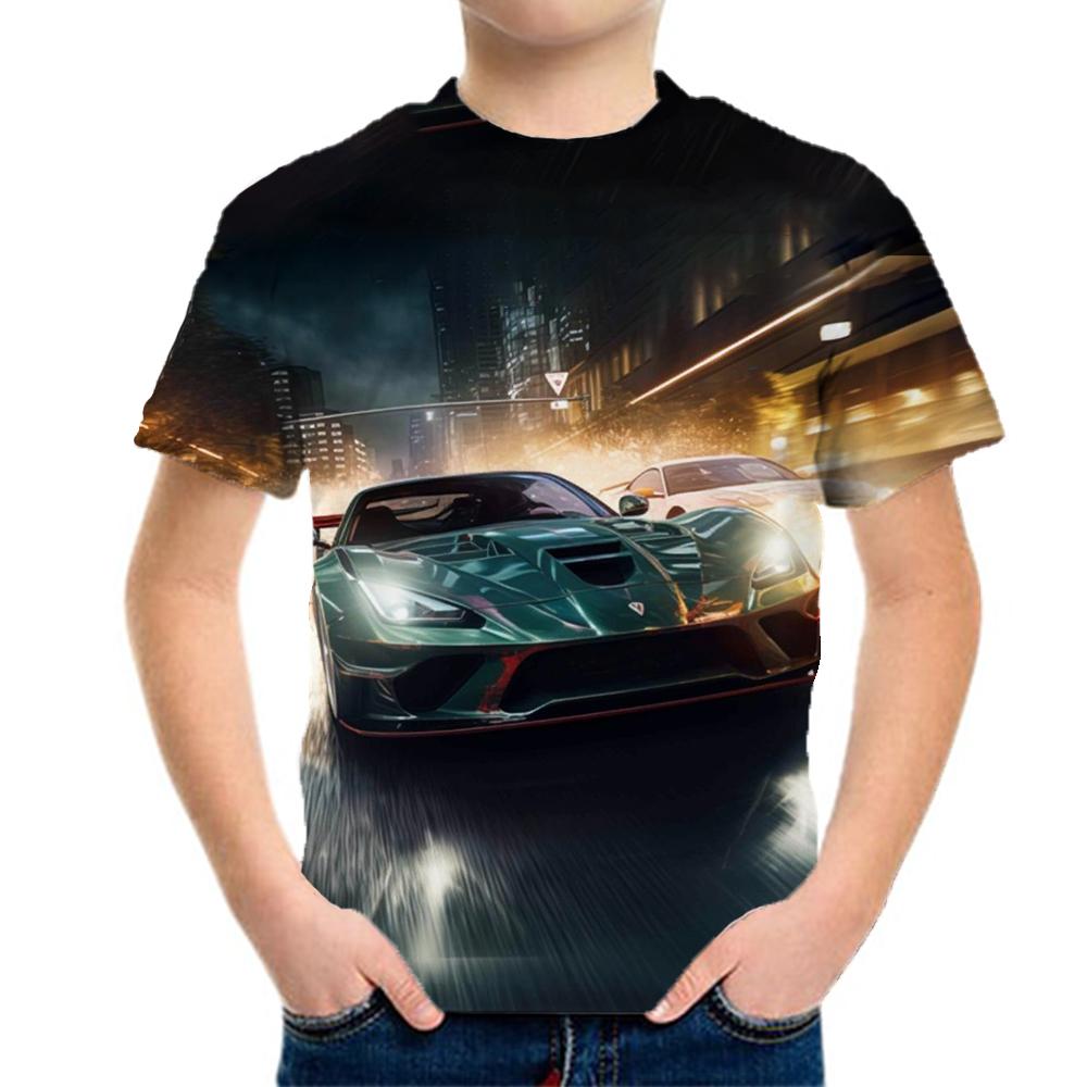 Jungenkleidung Racing Graphic Kinder T-Shirt Kurzarm Kinderkleidung 3D Mode Kleidung Junge Kinder Sommerkleidung 120