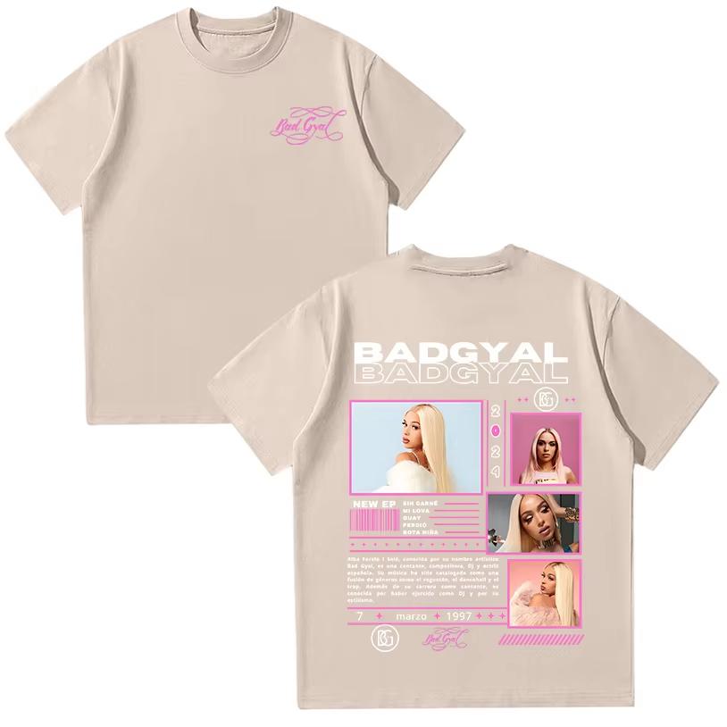 2026 Bad Gyal T-Shirts Rapper Bad Gyal Damen-T-Shirt Baumwolle Hohe Qualität Damenbekleidung Pop Herren-T-Shirts Freizeit Y2K Streetwear S