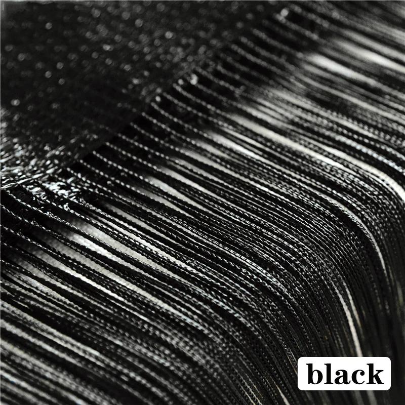 300 cm x 300 cm Fadenvorhänge Bildschirm Band String Trennwand Rollo für Wohnzimmer Tür Wand Fenster Panel Quaste Vorhang W100CM X H200CM schwarz