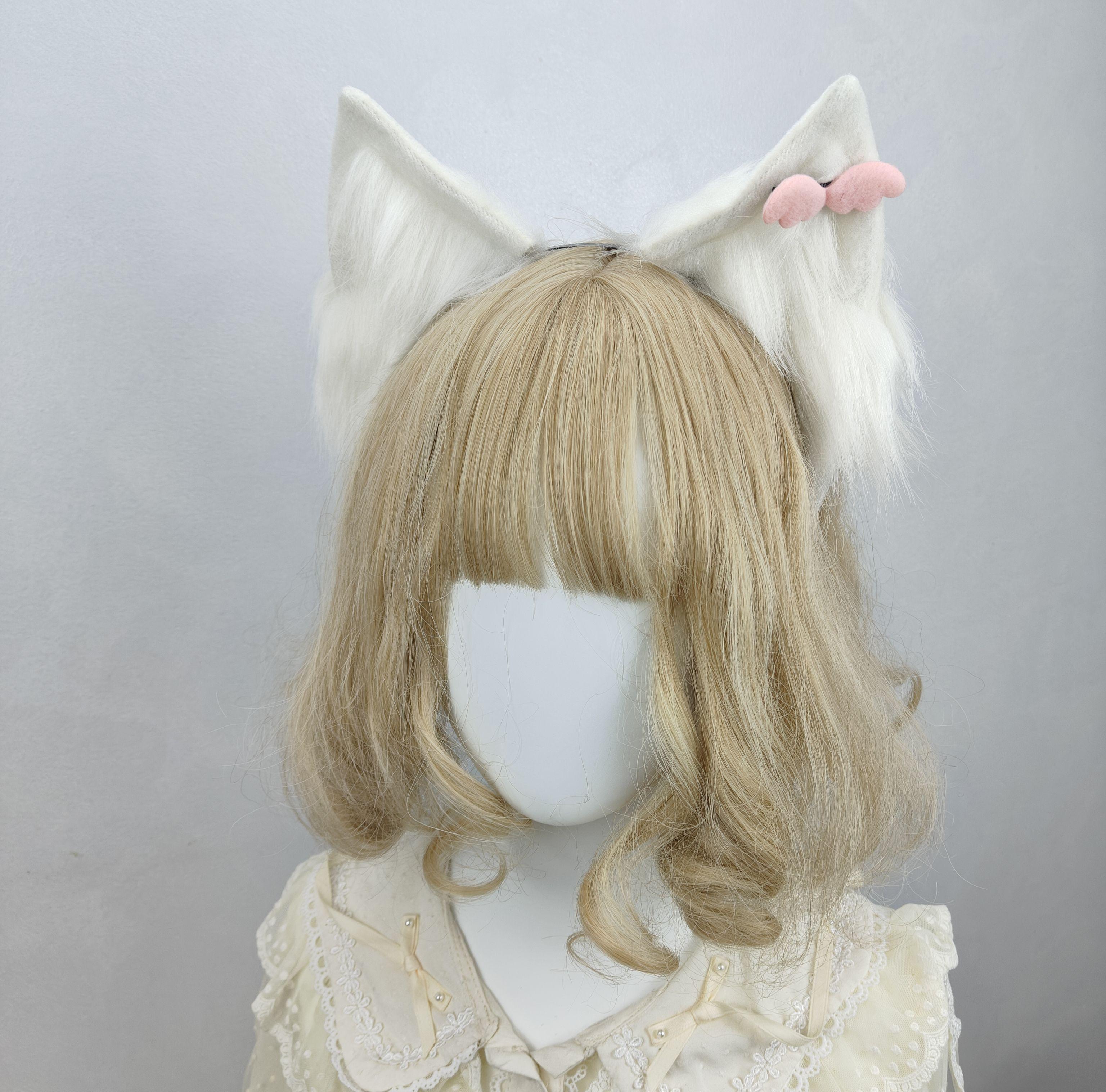 Reine Weiße Simulierte Hasenohren Haarspange Lope Hasen-Stirnband Lolita Ganzplüsch Hasen-Kopfschmuck Haar-Accessoire Cos white