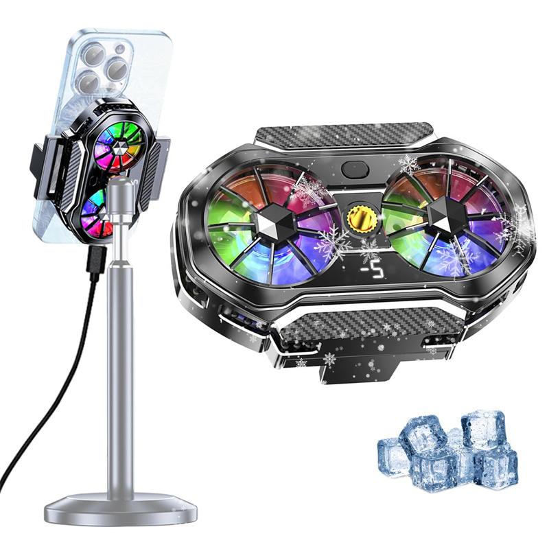 Handy-Kühler Leise Halbleiter-Doppelventilator Kühlung Handy-Heizung Outdoor-Livestreaming Mobile Gaming E-Sports Kühlung one size schwarz