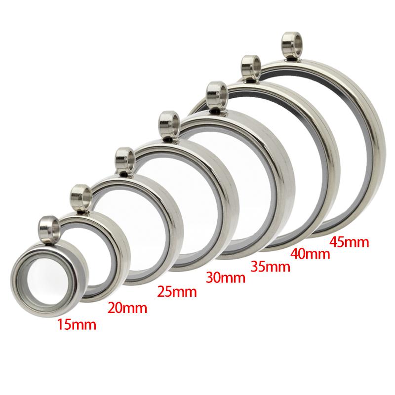 Edelstahl Glas Medaillon Schwebendes Foto Anhänger Halskette Drehschraube Speicher Anhänger Medaillon Halskette Anhänger Schmuck 40mm silber
