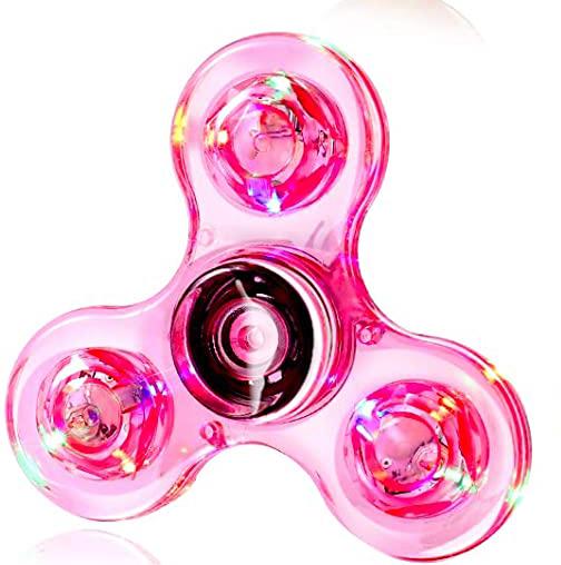 Fidget Spinner mit LED-Beleuchtung, leuchtendes Fingerspielzeug, Handspinner, Stressabbau und Angstlinderung, Partygeschenke für Kinder und Erwachsene pink