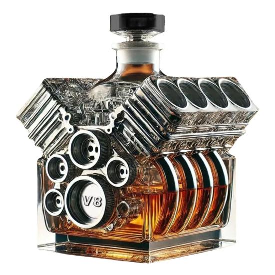 V8-Motoren-Whiskyflasche, kreative Weinkaraffe, Dekoration, personalisierte Whiskyflasche, Heimbar-Ornament A gray