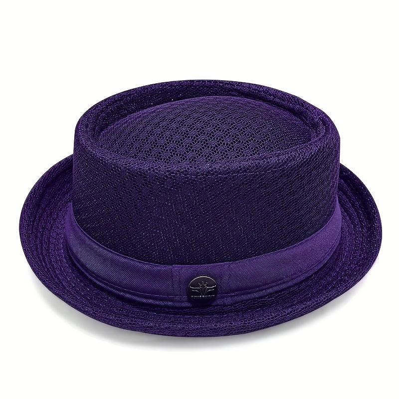1 Stück Sommer Mesh Sonnenhut Herren Damen Atmungsaktiver Mesh Fedora Hut Jazz Kappe Panama Fedora Hüte Damenmode Herren Accessoires Panama Netzhut violett