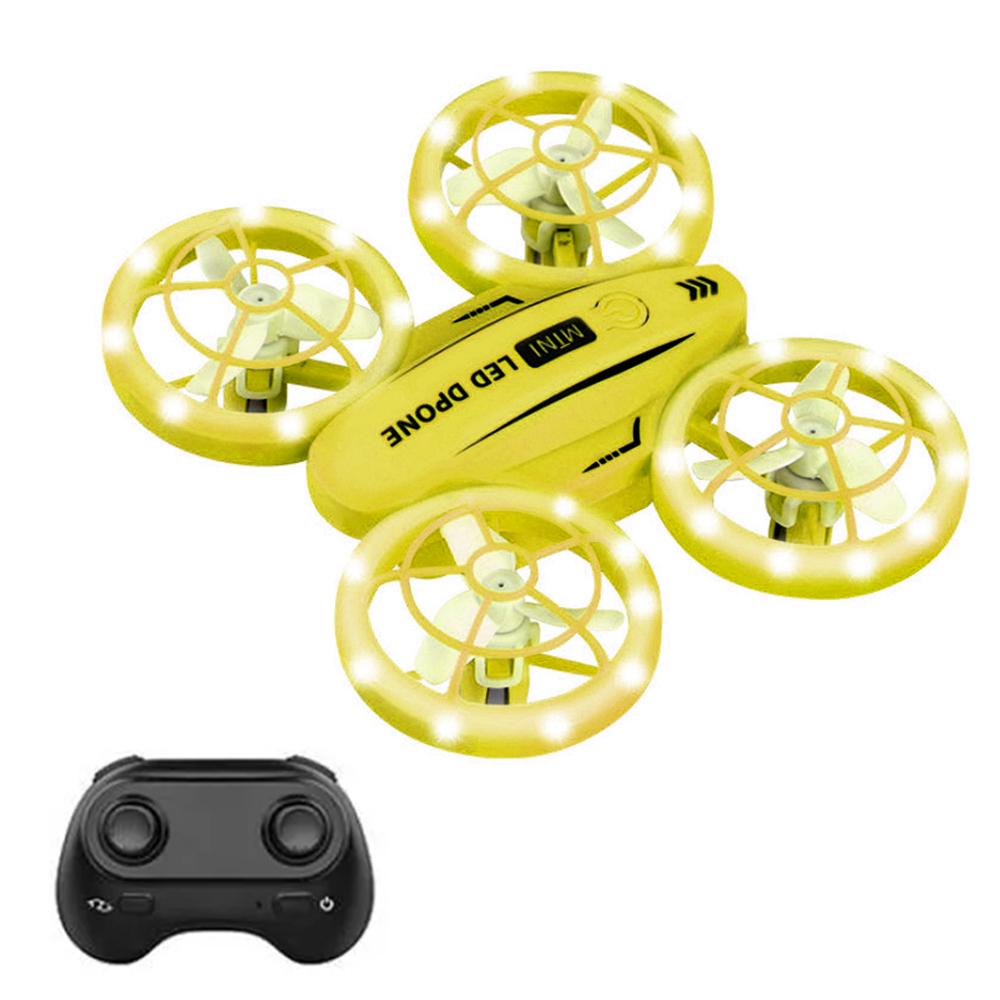 Ferngesteuerte Mini-Drohne für Kinder, Anfänger, 2,4 GHz ferngesteuerter Stunt-Quadrocopter mit LED gelb