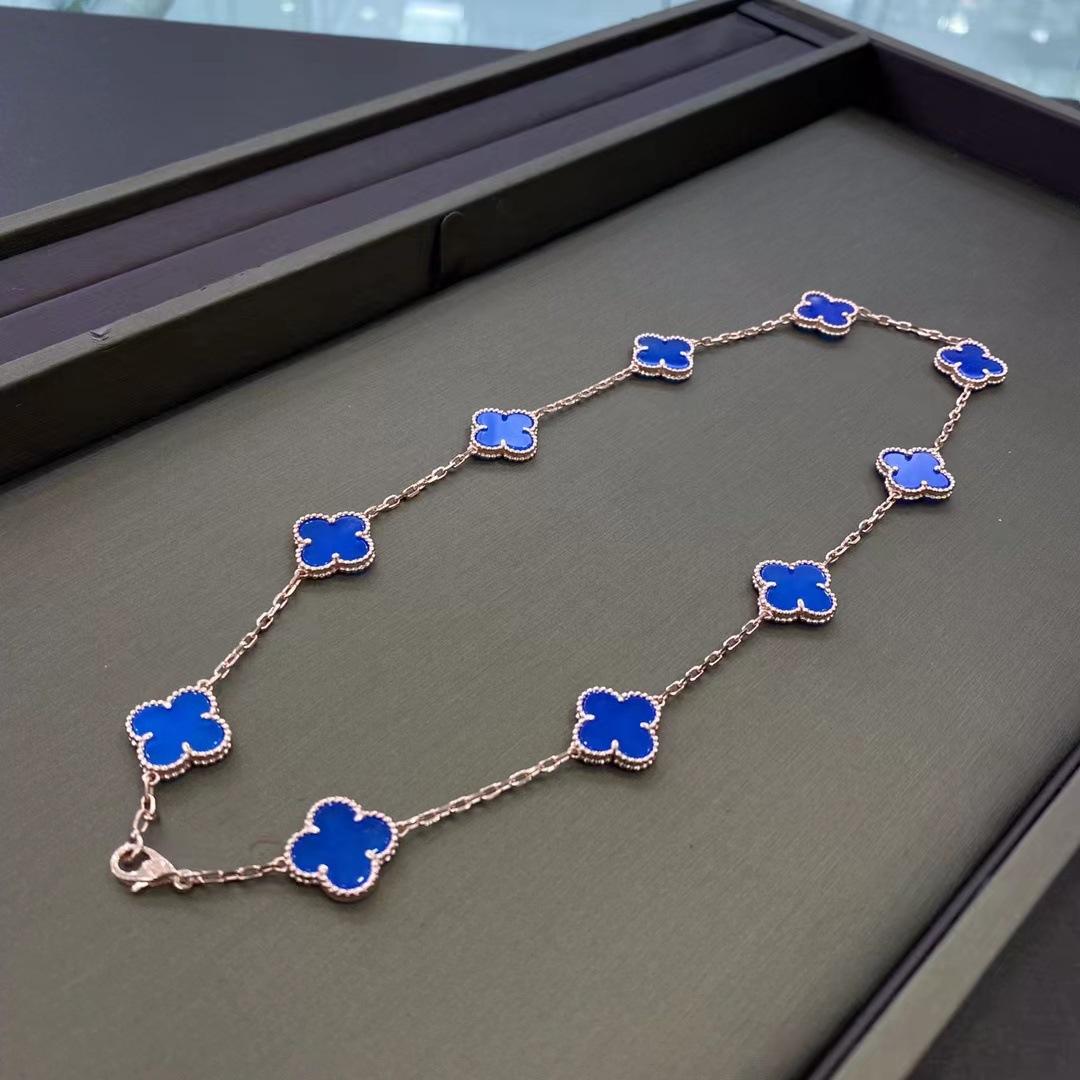 Hochwertige Version der Zehn-Blumen-Halskette Glücksklee 10-Blumen-Halskette Schlüsselbeinkette Achat Damen-Halskette