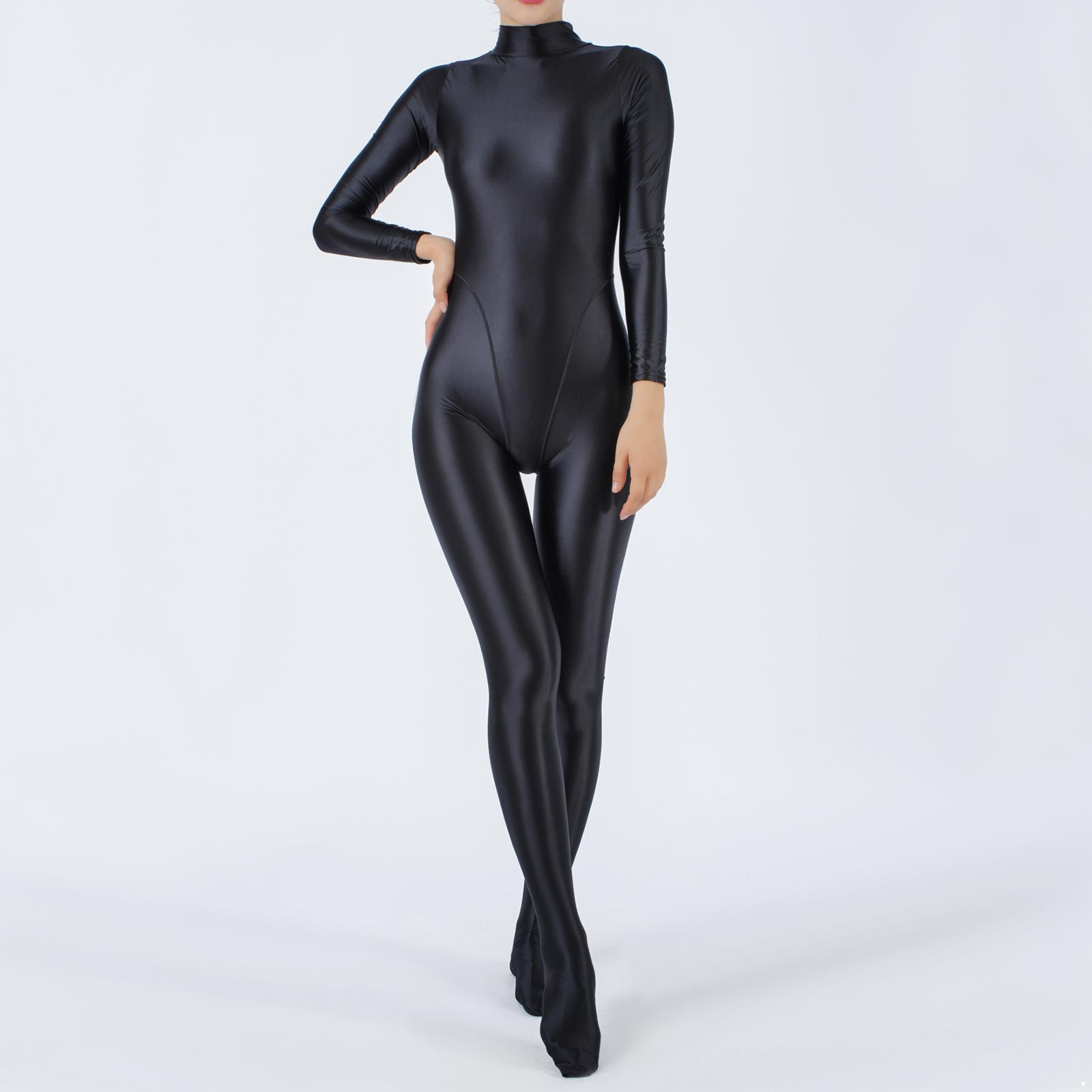 Damen Club Dance Show Kostüm Skinny Jumpsuit Ganzkörper-Bodysuit Bodystocking Rash Guard zum Tauchen Surfen Yoga Pole Dance XL schwarz